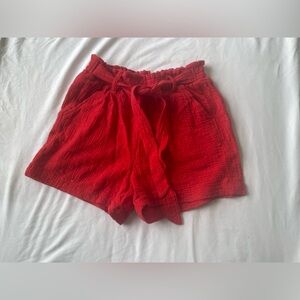 Red Target Boho Ruffle Shorts